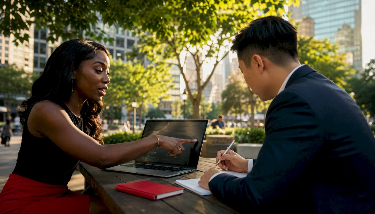 Two founders collaborating on market sizing methods